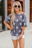 Star Print Cold Shoulder Top