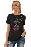 Flamingo Pineapple Graphic Ripped Tee