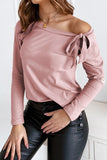 Asymmetric Ribbon Tie Long Sleeve Top