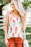 Dark Blue Aztec Feather Tank Top