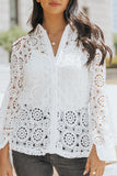 Crochet Lace Hollow-out Turn-down Collar Shirt