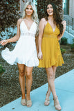 Lace Splicing Criss Cross Lace-up V Neck Cami Dress