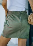 Solid Suede Zipped Back Mini Skirt