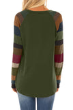 Color Block Striped Pocket Long Sleeve Top