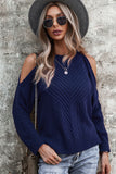 Cold Shoulder Texture Long Sleeve Sweater