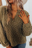 Green Swiss Dot Raglan Sleeves Knit Top