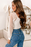 Front Knot Lace Long Sleeve Bodysuit