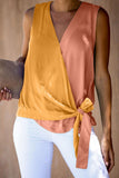 and Rose Colorblock Drape Tie Tank Top