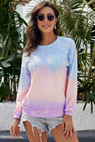 Multicolour Color Block Tie Dye Pullover Sweatshirt