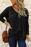 Twist Knot Waffle Knit Long Sleeve Top