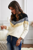 V Stripe Pattern Colorblock Sweater