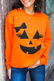 Halloween Pumpkin Face Orange Sweatshirt