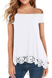 Off Shoulder A-Line Lace Trim Blouse
