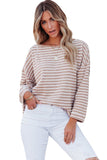 Striped Print Drop Shoulder Long Sleeve Top