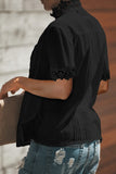 Crochet Hollow-out Lace Splicing Short Sleeve Top