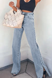 High Rise Slit Anklet Flare Jeans