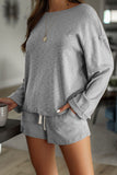 Gray Pocketed Knit Loungewear Set