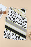 Leopard Color Block Notched Neck Hole Tank