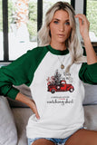 Green Christmas Printed Loose Sweatshirt