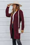 Hooded Pockets Open Front Knitted Cardigan