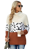 Turtleneck Splicing Chunky Knit Pullover Sweater