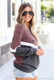 Star Color Block Pullover Khaki Sweatshirt