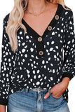 Spotted Print Apricot Long Sleeve Knit Top