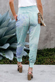 Multicolor Tie-dye Pocket Casual Pants With Slit