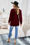 Wine Red Zip-up Open Front Knitted Sweater