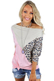 Colorblock Splicing Off The Shoulder Top