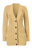 Multicolor Front Pocket and Buttons Closure Cardigan