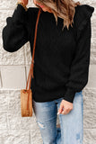 Frilled Shoulder Detail Cable Knit Sweater