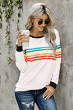 Rainbow Print White Long Sleeve Top