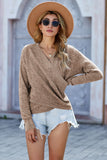 Deep V-neck Long Sleeve Knit Sweater