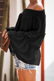 Dark Green Swiss Dot Off The Shoulder Top