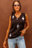 Black Lightning Print Knit Vest