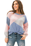 Striped Patchwork Color Block Long Sleeve Top