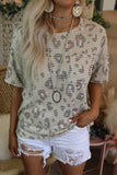 Leopard Waffle Knit Short Sleeve Top