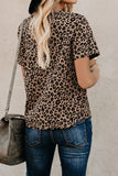 Crew Neck Leopard Print  Basic T-shirt