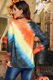 Tie-dyed Pumpkin Halloween Print Graphic Sweatshirt