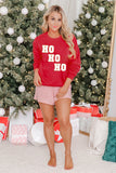 Christmas HO HO HO Graphic Round Neck Sweatshirt