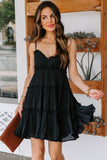 Spaghetti Straps Ruched Ruffled Mini Dress