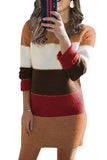 Khaki Color Block Sweater Dress