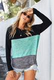 Color Block Crew Neck Blouse
