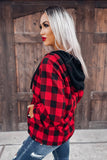 Buffalo Plaid Zipped Front Pocketed Hoodie