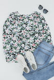 Floral Print Lace Up Blouse