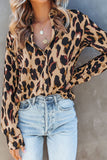Turn-down Collar Leopard Print Shirt