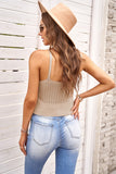 V-Neck Ribbed Knitted Crop Top