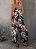 Palm Leaves Print Spaghetti Strap Wide Leg jumpsuit