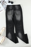 High Rise Washed Distressed Flare Jeans